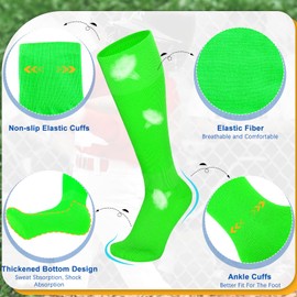VONMELLI Youth Baseball Socks and Belt Combo, Fluorescent Green Softball Belt and Socks for Boys (2 Pairs of Socks & 1 Belt)