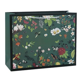 HANSWARE 2PCS Small Gift Bags with Handles,Vintage Flower Paper Gift Bags Medium Size for Presents Extra Large Cute Bags for Valentines,Wedding,Easter,Christmas,Baby Shower,Birthday Party,Green-L