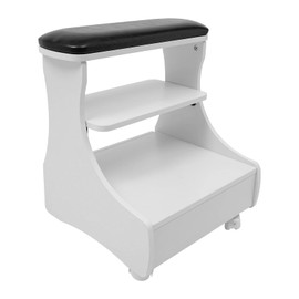 PIAOCAIYIN Foot Bath Stool with Wheels, Foot Bath Trolley Foot Rest Pedicure Manicure Chair Foot Bath Spa Cart Nail Foot Rest Stand for Beauty Salon/Nail Tech Spa 44.09 Lbs (White, Black)