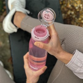 Kichna The Quencher Sports Drinks Water Bottle 700ml | Reusable BPA-free Plastic Water Bottle with Carry Loop & Side Lock | Leak Proof Flip Lid for Gym, Hiking & Yoga | Color Blush Pink