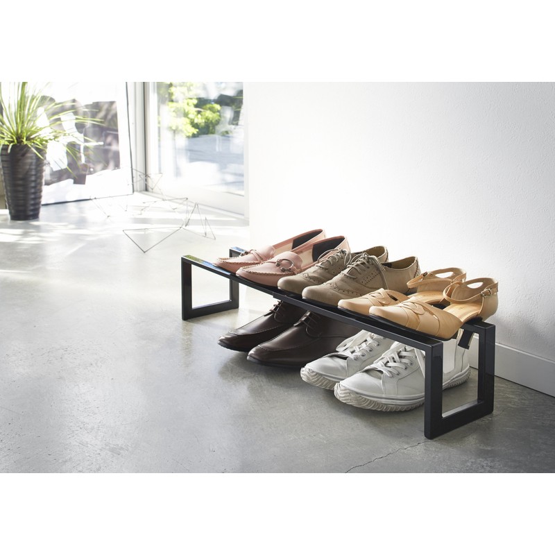 山崎実業 伸縮シューズラック ライン 1段 ブラック 3189