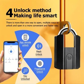 NexusLab Smart Fingerprint Door Lock, Rechargeable 1-Year Battery（500mAh）, 4 Unlock Methods (Fingerprint/App/Key/Mesh), IP67 Waterproof, 50 User Capacity, for Homes/Gates/Warehouses