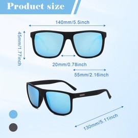 SAIIURV 2 Pairs Sunglasses Men and Women Sports UV400 Protection Retro Polarised Sunglasses for Driving, Travel, Fishing, Outdoor Activities, Black + Blue