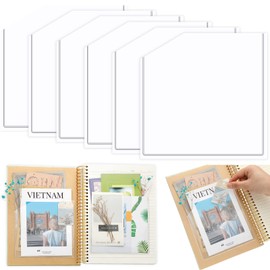 Tinlade 6 Pcs Adhesive Clear Corner Pockets 6 x 6 Inch Sticky Pocket Sleeves Self Adhesive Planner Pockets Adds Extra Storage Space to Notebooks Folders Planner Accessories, Home Office School