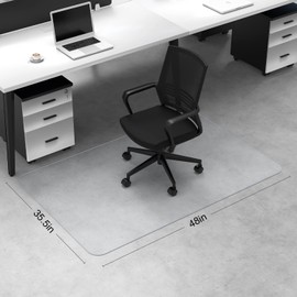 Blvornl Office Chair Mat for Hard Wood Floor, Sturdy Plastic Protector Floor Mat for Office Chair, Rectangle Transparent PVC Computer Hard Floor Chair Mat for Desk, Office, Home (Clear, 35.5 X 48in)
