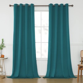 KEQIAOSUOCAI Teal Curtains 120 Inches Long for Living Room - Room Darkening Thermal Insulated Grommet Extra Long Curtains Drapes for Bedroom, 2 Panels, Teal, 52W x 120L