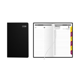 Idena 12060 Pocket Diary 2026 in Format 10 x 16.5 cm, 1 Day on 1 Page, Diary with Black Cover, Ribbon Page Marker and Index Cut