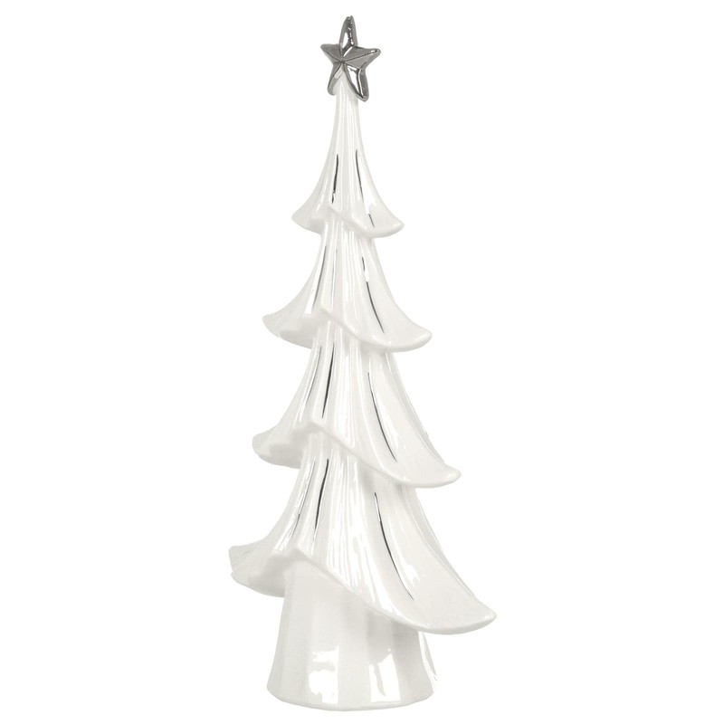 Mr Crimbo Christmas Tree Ornament Decoration White Ceramic Silver Star