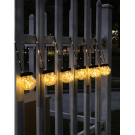 PARTPHONER Solar Lights Outdoor Waterproof 12-Pack, Solar Powered Hanging Lantern Cracked Glass Hanging Globes for Yard Decor Christmas Decoration, Shepherd Hook, Garden Tree Table Ornaments, Warm