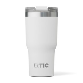 RTIC Essential Tumbler with Lid, Insulated, Stainless Steel, Metal, Double Wall Vacuum-Insulation, Ceramic Lined, Travel Cup for Iced Coffee, Tea, Hot and Cold Drink, White