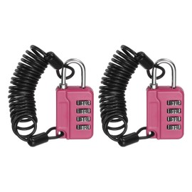 MECCANIXITY Combination Lock, 4 Digit Padlock Combination Outdoor Waterproof Locker Lock with Steel Cable for Gym Luggage Home Sports Hasp Storage, Peach Pack of 2