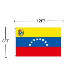 Venezuela Flag 8 Stars 8x12 FT, Outdoor Polyester Flags, Double Stitched Bolivarian Republic of Venezuela Flags with Brass Grommets and Stronger Header. (8X12)