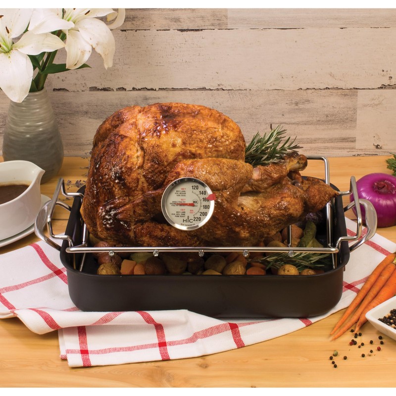 HIC Kitchen Roasting Meat Thermometer, Oven Safe, Large 2-Inch Easy-Read