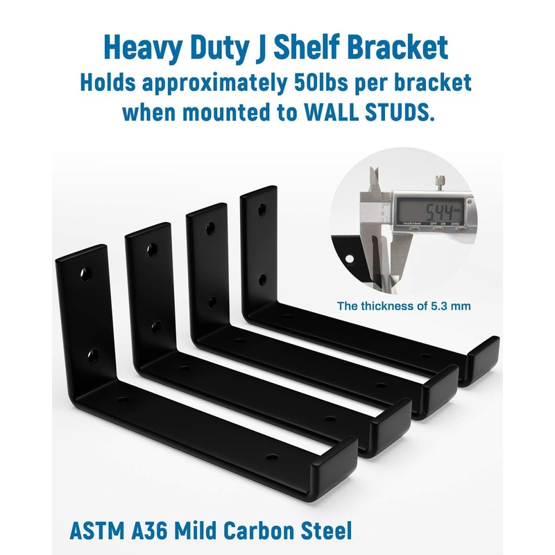LEOPO 10 inch Shelf Brackets 4-Pack ,1/5 inch Thick Heavy