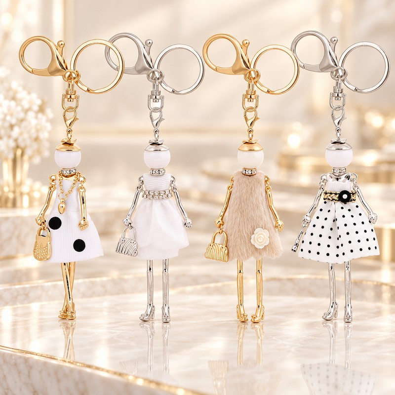 Handmade Tassel Fashionista Doll Keychain for Bags & Keys –