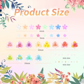 3D Flower Nail Art Charms, Hawaii Flowers Nail Charms Floral Nails Gems Colorful Tiny Flower Gems Summer Flowers Beads Design for Acrylic Nails Designs DIY Accessories