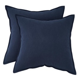 Gioia Casa Linen Cushion Covers - 30% Linen 70% Cotton Blend, Soft & Breathable with Hidden Zipper Design - Navy Blue, 45cm x 45cm (Twin Pack)