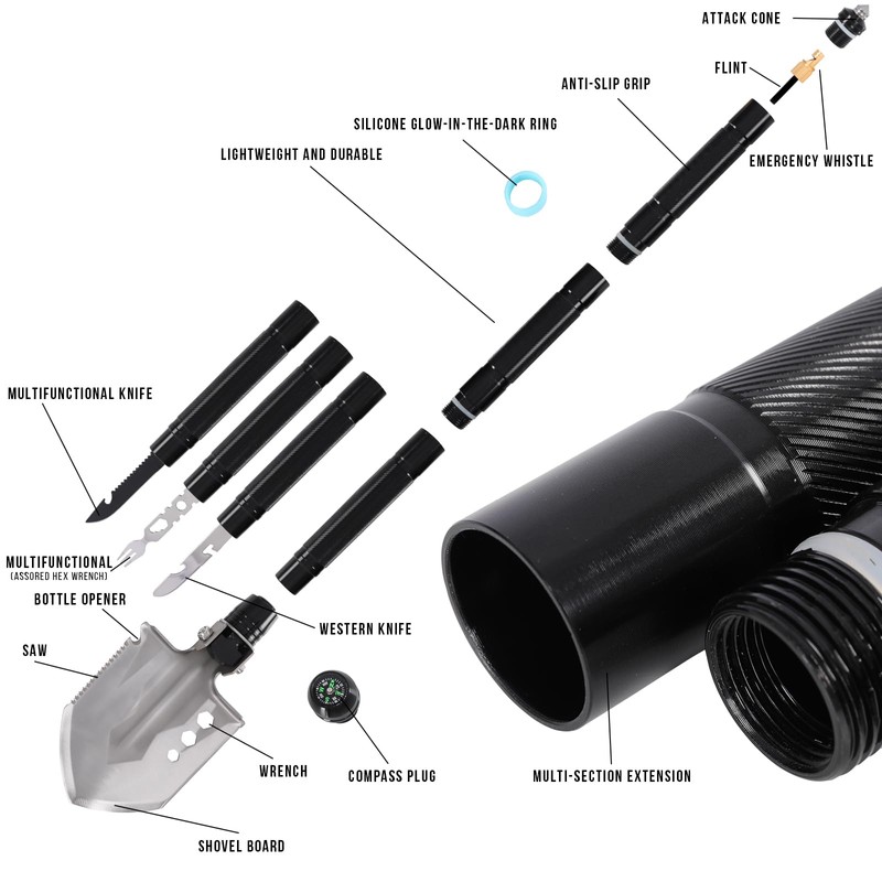 Survival Shovel Multitool 14-in-1 – Tactical Folding Shovel & Axe