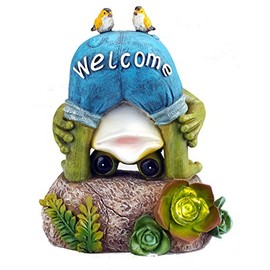 Bo-Toys Solar Powered Frog with 2 Birds Outdoor LED Garden Light Decor