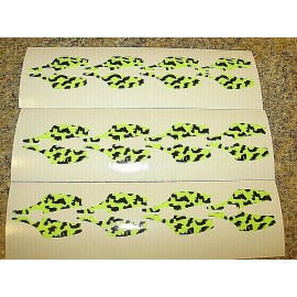 The Fishing Lure Tape Company TIGER STRIPE LARGE BLADE BAIT 12 PAIR FISHING LURE TAPE DIE CUT 9 COLOR DESIGNS - FL YELLOW
