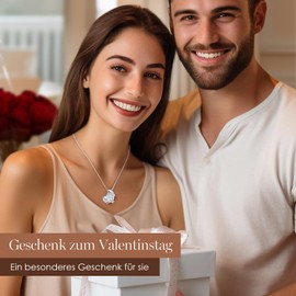 CDE Women's Rose Gold Heart Necklace for Women, Jewellery with Elegant Gift Packaging, 45 cm Chain Length, Gifts for Party/Anniversary/Birthday, Platinum, light blue