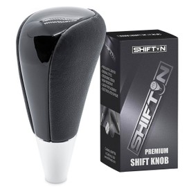 SHIFTIN Leather Wood Gear Shift Knob for Toyota Avalon Yaris 4Runner Land Cruiser Sienna Camry Solara Tacoma and Lexus ES300 ES330 GS300 GS400 GS430 SC300 SC400 (Black Leather/Piano Black)