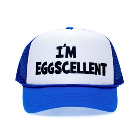 I'm Eggscellent Unisex-Adult Trucker Hat -One-Size Royal/White