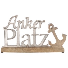 Brandsseller Decorative Lettering Anchor Square – Approx. 31 x 19 x 5 cm on Mango Wood / Aluminium