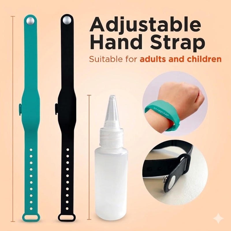 C Compressa SaniStrap Silicone Hand Sanitizer Wrist band, Refillable Travel