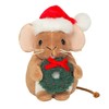 Teddy Hermann 94617 Christmas Mouse with Wreath 11 cm, Cuddly