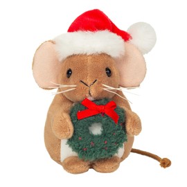 Teddy Hermann 94617 Christmas Mouse with Wreath 11 cm, Cuddly Toy, Plush Toy