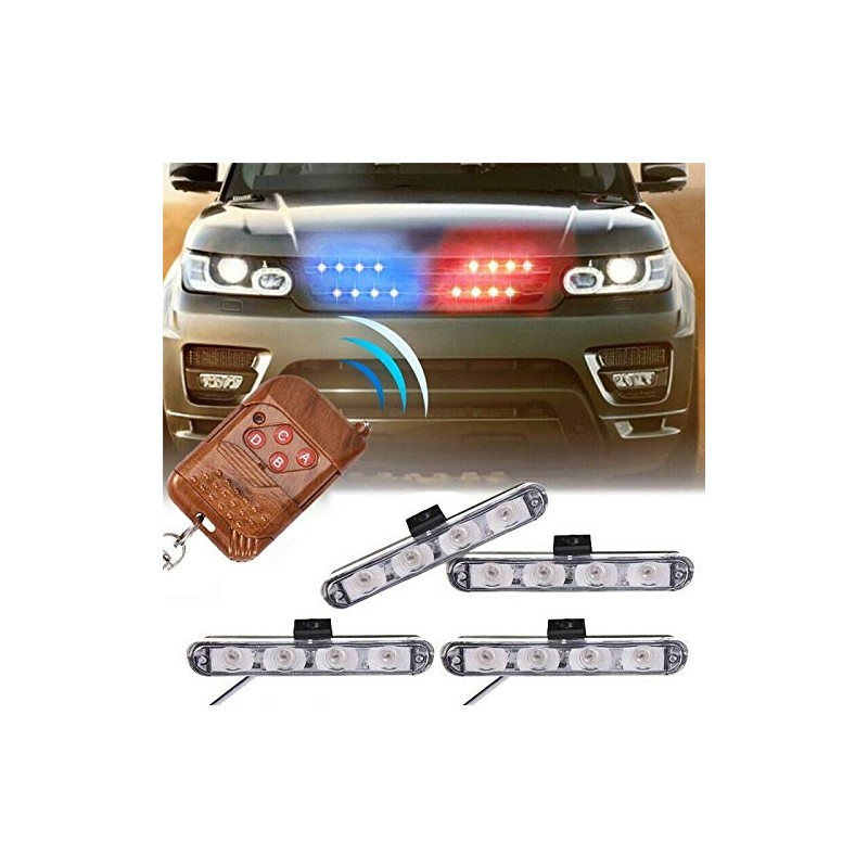 Riloer 16 LED Car Strobe Flash Light, 12V Dash Police