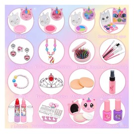 "Set Estuche Maquillaje Ninas Juguetes Belleza Tocado Lavable unicornio Belug rosa"