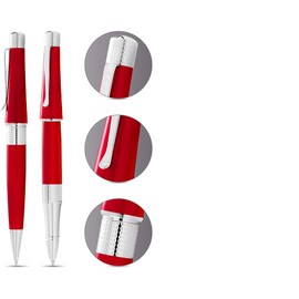 Cross Collection Beverly Red Lacquer with Cross signature pronounced center Band Selectip Rollerball Pen and Ballpoint Pen Set.A great wedding, birthday, graduation & Christmas gift