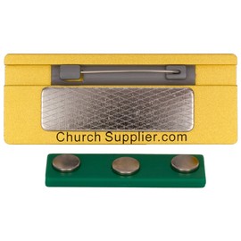 Usher Reusable Name Badge with Cross and Magnets (Pkg of 4)