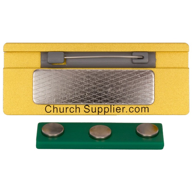 Usher Reusable Name Badge with Cross and Magnets (Pkg of