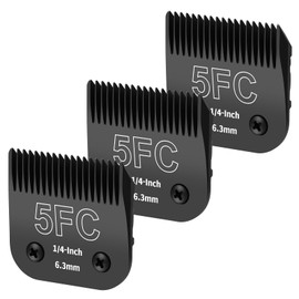 YAZIYIR 3 Pack 5FC Detachable Dog Grooming Steel Blades,Compatible with Andis,Oster A5,Wahl KM-10 Series,Cut Length 1/4" 6.3MM （Black）