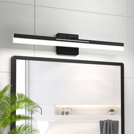 IZORRO 24 inch Modern LED Vanity Light Bar for Bathroom, IP44 (Dimmable & Adjustable & Retractable) Black Bathroom Lighting Fixtures Over Mirror 6000K