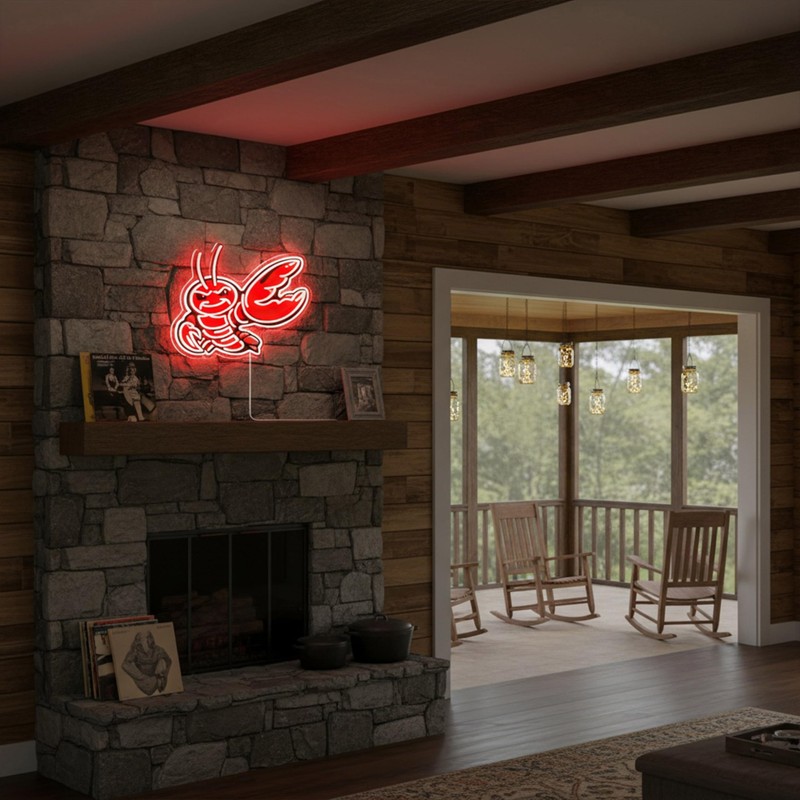 Red Lobster Neon Sign - Retro Crustacean LED Wall Decor