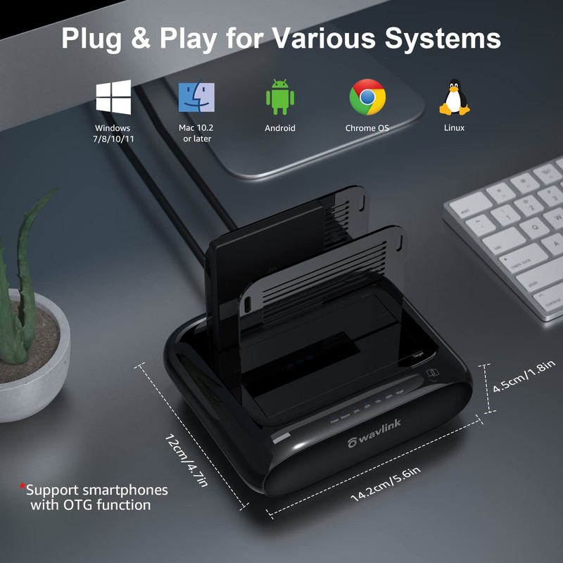 Wavlink Dual Bay External Hard Drive Docking Station, USB 3.0