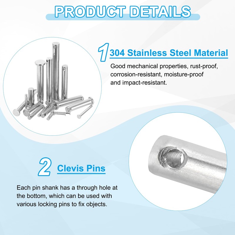 PATIKIL 6 x 25 Mm Single Hole Clevis Pins, 10