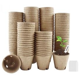 DOOPP 3.15 Inch Seedling Peat Pots, Biodegradable Seed Starters with Drainage Holes for Indoor Outdoor Plant Growing (50 Pack)