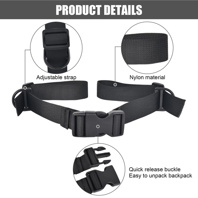DEARBAG Pack of 2 Adjustable Chest Strap Backpack, Nylon Backpack
