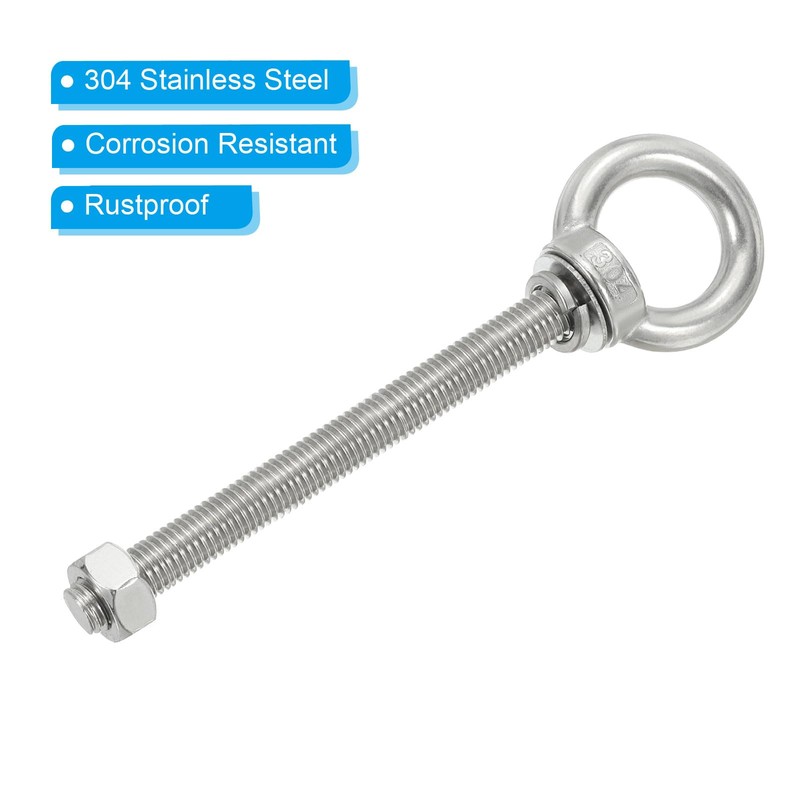 PATIKIL M12 x 120mm Lifting Shoulder Eye Bolt, 2Pcs 304