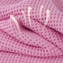 MICROFI New Microfiber Waffle Bath Towels, 2 Pieces, Oversized, Soft, Absorbent, Fast Drying, Lint Free (Gray+Pink)