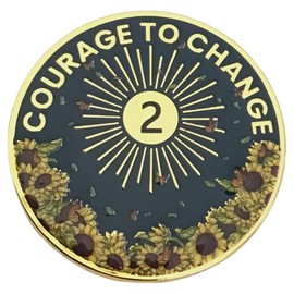2 Year Blue Sunflower Al-Anon, AA, NA, Medallion, Chip, Token