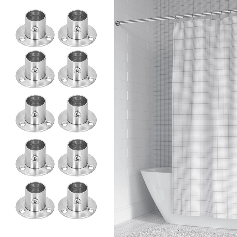 10Set Flanged Holder Base Thicken Stainless Steel Closet Rod Tube