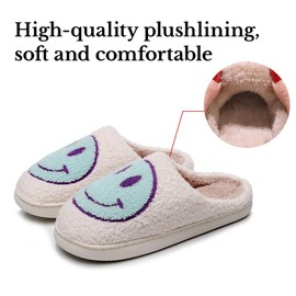 Beishani Smile Face Slippers for Women Happy face slippers Retro Soft Plush Warm Slip-on Slippers Cozy Indoor Outdoor Womens Slippers