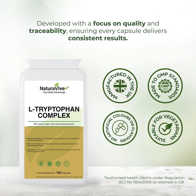 NaturaVive+ L-Tryptophan Complex 120 Capsules | One a Day |