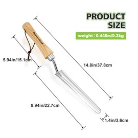 ‌Berry&Bird Stainless Steel Hand Widger Garden Trowel, Ergonomic Wood Handle and Rust-Resistant Blade, Ideal for Gardening Trowel Work Transplanting Weeding and Limited Space Gardening